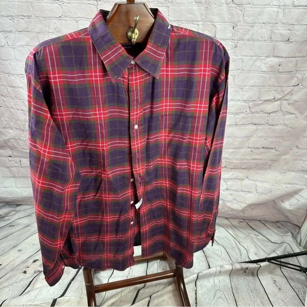 Daniel Cremieux signature collection Men L button up plaid shirt preppy plaid